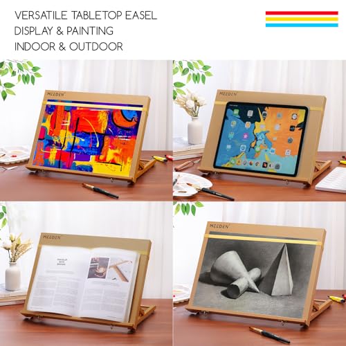 MEEDEN A3 Wooden Tabletop Easel for Painting, 5-Position Adjustable Drawing & Sketching Board with Shoulder Strap, Portable Beechwood Desktop Art Easel Stand for Adults, Artists, Beginners & Student - size: A3（18 1/2 L * 14 1/4W）
