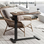 FLEXISPOT Medical Adjustable Overbed Bedside Table with Wheels Pneumatic Mobile Standing Desk Laptop Desk Rolling Computer Cart Movable Table Hospital Home Use(31.5" W x 17.7" D, Mahogany Large) - color: Mahogany, size: Large