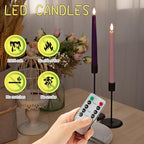 Flamelss Advent Candles, 9.6" Real Wax Flameless Taper Candles with Remote, 4 Pack Flickering LED Candle Battery Operated Candlesticks for Christmas, Catholic, Advent, Wreath, Purple and Pink - color: Purple and Pink