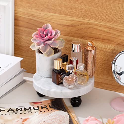 Decorative Marble Riser for Display - Cute Home, Bathroom, Kitchen Decor - Beautiful Pedestal Stand Uniquely Displays Your Decorations - Perfect Tray to Add Beauty