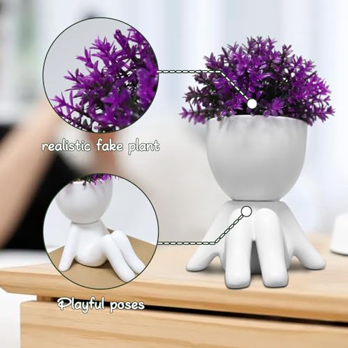 Zerzsy Mini Succulent Plant - Plants Gift - Cute Desktop Decoration Desk Decorations for Women Office - Potted Small Fake Plants for Indoor Decoration-Set of 1 - color: White-f