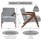 INZOY Mid Century Modern Accent Chair with Wood Frame, Upholstered Reading Armchair with Soft Linen Fabric, Accent Chair for Living Room Bedroom Apartment, Easy Assembly, Blue - color: Chenille Blue