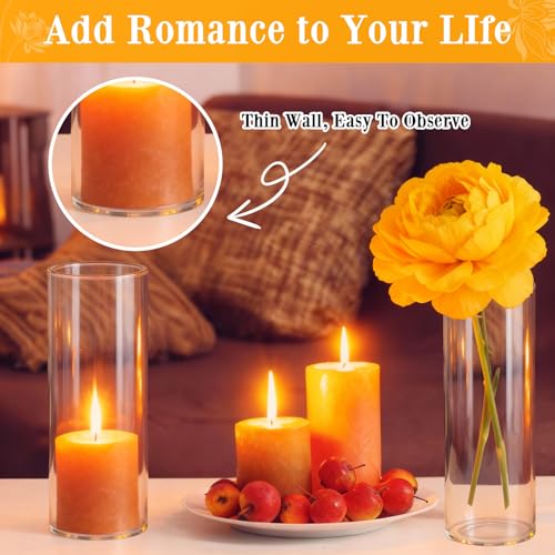 12 Pack 6.5" Tall x 2.4" Diameter Clear Glass Cylinder Vases-Flower Vases for Centerpieces, Hurricane & Floating Candle Holders for Weddings, Parties, Home Decor,Table Displays - size: 12 Pc(6.5" x 2.4")