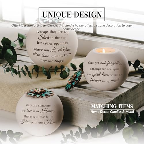 Pavilion Gift Company - A Little Bit of Heaven in Our Home - 4" Round Tealight Terracotta Candle Holder with Metal Lid in Memory Loss of Loved One Remembrance Bereavement Grief Funeral Gift