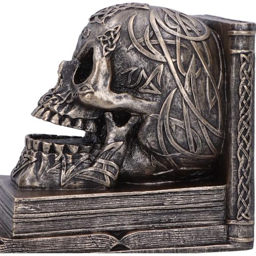 Nemesis Now Celtic Tale Resin Bookends - Heavy Decorative Book Ends for Literature Collections, Ornate Celtic Skull Design and Knotwork, Bronze Finish