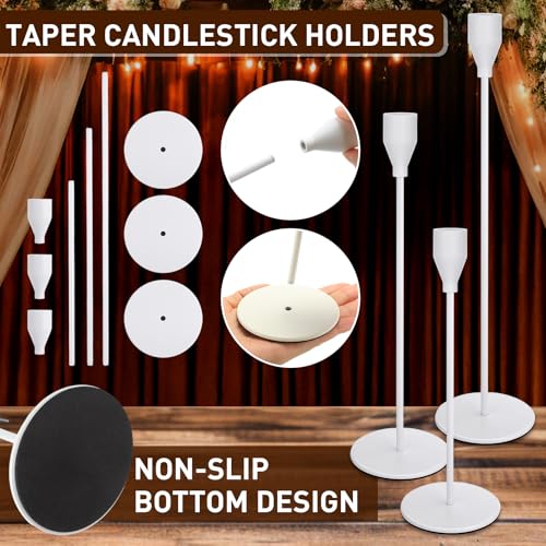 Potchen 27 Pack White Candles Holder, 9 Sets Metal Taper Candlestick Holders Fit 0.75 Inch Thick Pillar Candles, Vintage Modern Candle Sticks Centerpiece Decor for Wedding Home Dinning Anniversary - color: White
