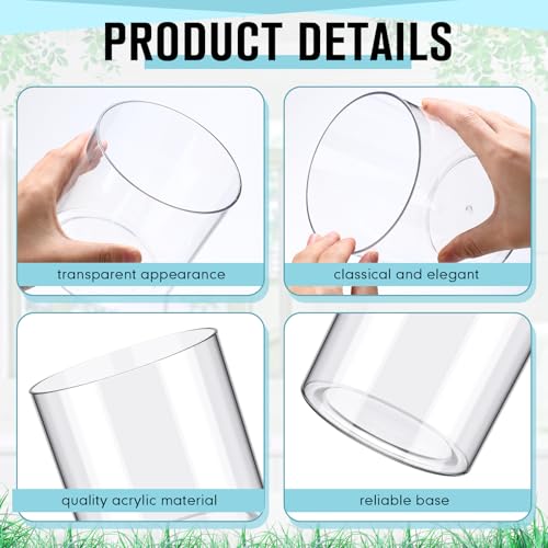 meekoo 3 Pcs Flower Acrylic Vase Cylinders Round Decorative 5 x 5 in Vase Break Resistant Acrylic Flower Cylinder for Centerpiece Home Wedding Decor(Clear, Classic) - color: Classic, size: 5 x 5 in