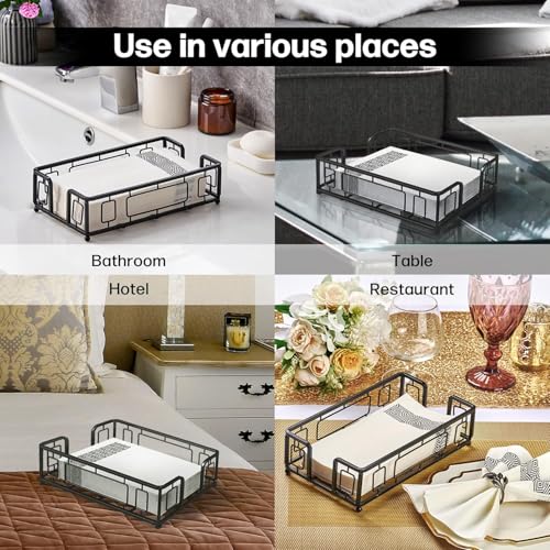 Guest Towel Holder Tray for Bathroom – Black Napkin Holder for Disposable Paper Hand Towels, Vanity Countertop Hand Towel Organizer, Modern Bathroom Accessory for Guest Napkins - color: H - Black Guest Towel Holder Tray, size: Guest Towel Holder