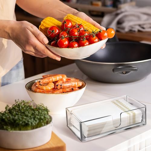 Acrylic Paper Towel Holder for Bathroom or Kitchen – Clear Countertop Dispenser for Trifold, Multifold, C-Fold Napkins, Disposable Hand Towels, Modern Napkin Tray, 9.85 x 4.75 x 2.75 Inch - color: Z - Acrylic Small, size: Guest Towel Holder