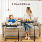 HUANUO TV Tray, Adjustable TV Tray Table - TV Dinner Tray on Bed & Sofa, Comfortable Folding TV Tray with 6 Height & 3 Tilt Angle Adjustments (Black) - color: Black