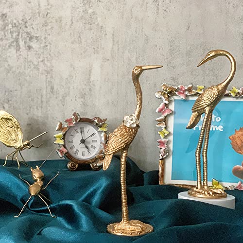 Metal Crane Ring Holder Stand for Jewelry, Engagement and Wedding Ring Display, Gold Decorative Ornaments Home Decor for Living Room, Bedroom, Desktop, Cabinets - color: 8" Gold Crane