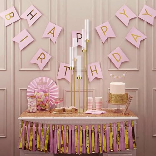 6PCS 5 Arm Candle Holder for Wedding Table,39.4'' Tall Gold Floor Candelabra with Acrylic Lampshade for Birthday Party Home Decoration,Fit LED Taper Candles - color: Gold, size: 6pcs
