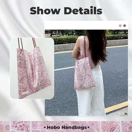 DGAZ Designer Hobo Bags for Women, Luxury Tote Bag with Zipper, Large Shoulder Bags - color: Peach Blossoms
