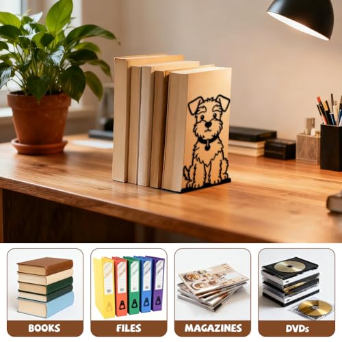 Peacoblue Metal Bookends for Shelves, Modern Decorative Heavy Duty Study Book Ends Stoppers for Office, Desk, Shelf, Room 5.3"x4.3"x7.9" Cast Iron Simple Tall Bookends 1 Pair (Cute Shanari Dog) - style: Cute Shanari Dog