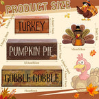Lineshading 4 Pcs Thanksgiving Decorations for Home Wooden Turkey Decor Fall Tiered Tray Decor Thanksgiving Table Centerpiece Rustic Wooden Turkey Block Sign for Autumn Harvest Party Kitchen Shelf - style: Classic Turkey