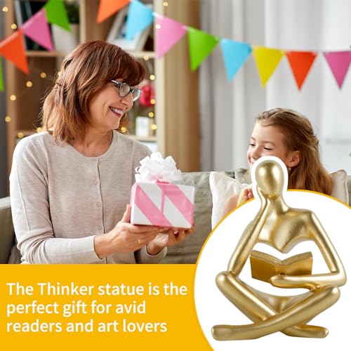 Abstract Thinker Bookend, Creative Abstract Thinker Statue, Elegant Abstract Thinker Bookshelf Decor, Resin Abstract Thinker Figurine Ornament for Living Room, Bar, or Coffee Shop (02)