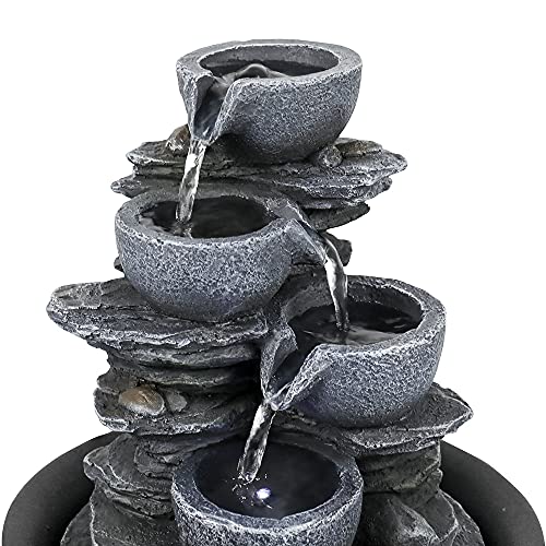 10.6inch Rock Indoor Water Fountain Zen Meditation Tabletop Fountain with LED Light for Home Office Bedroom - color: 10 3/5"_1