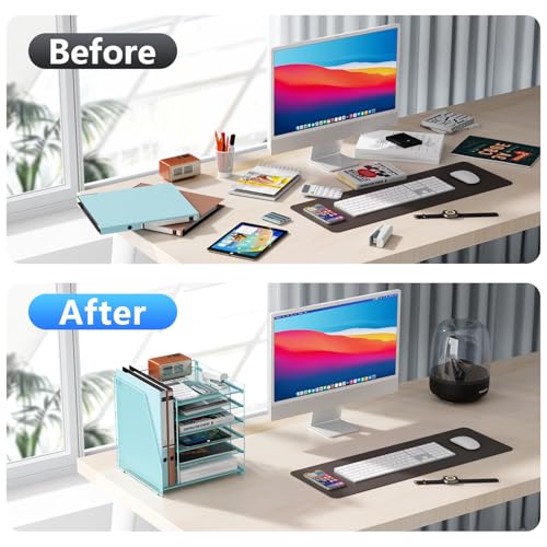 gianotter 6-Tier Paper Organizer With Magazine Holder, Desk Organizers and Accessories, Desk Accessories & Workspace Organizers, File Organizer for Office Supplies Storag (Blue, 6-Tier) - color: Blue, size: 6-Tier