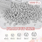 PATIKIL 1000 Pcs No Hole Pearls, 3mm 4mm 5mm 6mm 8mm Mini Round Faux Pearl for Art Crafts Jewelry Making Nail Vase Filler Birthday Wedding Party, Light Silver - color: Light Silver