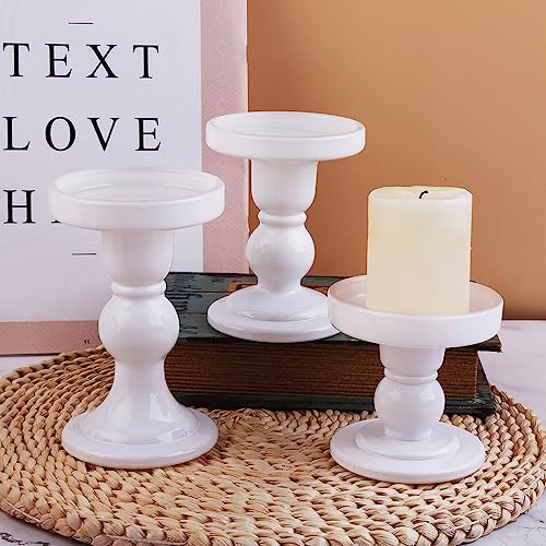 6-Piece Set of White Glass Candlestick, Crystal Candlestick Holder Holder and Conical Candle, Christmas Candle Holder Decoration, Family Living Room Wedding Candle Holder (white2sets) - color: White2sets