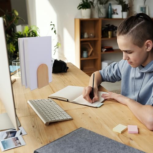NOLITOY Simple Wooden Bookend Thickened Beech Wood Smooth Surface Book Stand for Desk Shelf Organizer Stable Non-Slip Book Stopper for Home Office Study Minimalist Design Matching Any
