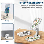 FlexiView Desk Cell Phone Stand - Adjustable Angle-iPad Holder, Universal Compatible Phone Holder for Desk - color: White Flowers
