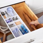 YouCopia DrawerFit Sliding Drawer Tray with Adjustable Dividers, Expandable Kitchen Storage Organizer, Speckled White - style: Tray