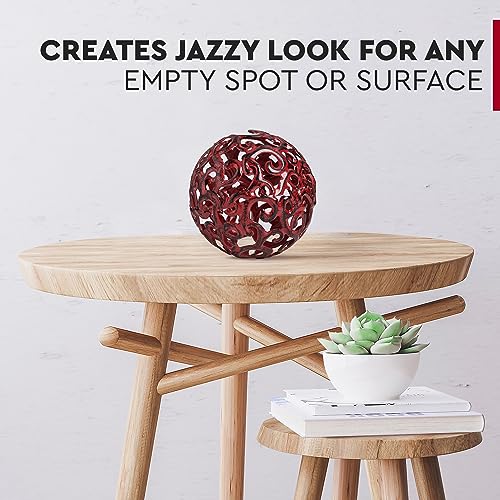 Everydecor Metal Decorative Sphere for Home Decor - Decorative Balls for Shelves, Centerpiece Bowls, Bookshelf - Decoration Orbs Accents for Living Room, Bedroom - Fancy Red Shelf Spheres - color: F. Red, size: 4 Inch