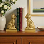 Poodle Decorative Bookends for Shelves, Dog Book Ends for Heavy Books, Toy Poodle Statues Bookends for Heavy Books with Anti-Slip Base Book Holders for Home Office Decor (Gold)