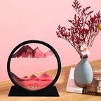 rysnwsu 3D Dynamic Sand Art Liquid Motion, Moving Sand Art Picture Round Glass 3D Deep Sea Sandscape in Motion Display Flowing Sand Painting Relaxing Desk Toys (Red, 7'') - color: Red, size: 7''