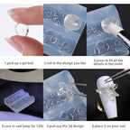 Fcozpjk Hard Gel for Nails, 4 Colors Solid Builder Gel Kit with Silicone Carving Mold Clear Pearly White Brown Nude Pink 3D Sculpting Gels Flower Charms DIY Modeling Design Nail Salon Supplies - color: 01-02-03-04-mold