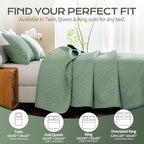 JYHOPE Queen Quilt Set Sage Green Lightweight Bedspread Bedding 3-Piece Microfabric Quilts with Pillow Shams Summer Cooling Comforter Alternative Gift Wrapped - color: Weave Pattern-sage Green, size: Full/Queen(96x90)