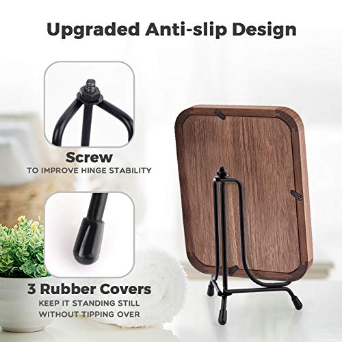 Mocoosy 4 Pack Improved Anti-Slip Plate Stands for Display, 4 Inch Plate Holder Display Stand, Picture Frame Holder Stand, Black Iron Easel Stands for Photo, Decorative Plate and Tabletop Arts - size: 4 Inch