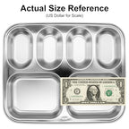 Korean Stainless Steel Divided Plates for Kids, Adults, Students, Premium 304, Electro-Polished, No Black Residue, BPA-Free, 6-Compartment Food Tray, Picky Eaters, Diet Portion Control, Set of 2 - size: 6 Compartments (12x9.5Inch)
