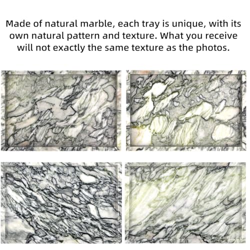 Marble Bathroom Vanity Tray, Natural Luxury Vanity Home Kitchen Bathroom Table Tray, Stone Decorative Countertop Dresser Trays for Key Coffee Perfume Jewelry Makeup (Green Emerald, 12"x 8" x1.2") - color: Green Emerald, size: 12" x 8" x 1.2"