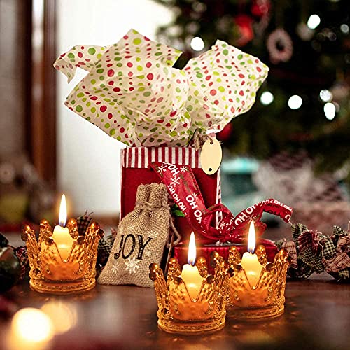 Vixdonos Votive Candle Holders Set of 6 Crown Glass Tealight Candle Holder for Wedding, Party and Home Decor (Gold Tips) - color: Gold Tips, size: 6PCS