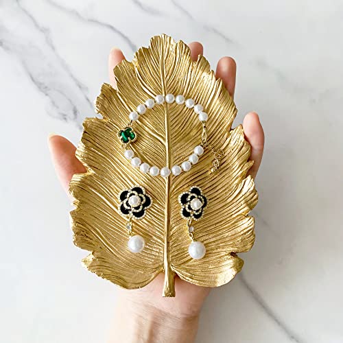 Jewelry Dish, Resin Small Leaf Shaped Ring Holder Jewelry Organizer, Trinket Dish Mini Tray for Christmas Birthday Wedding Gifts - color: Elm Leaf