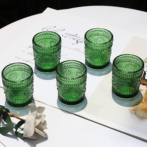 VOHO Green Candle Holder Set of 12, Green Glass Votive Candle Holders for Centerpiece Table Decorations, Votive Candles Holder Bulk for Birthday (2.1'' x 2.6'', W/H) - color: Green