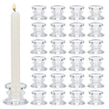 24Pcs Glass Candlestick Holders, Clear Glass Window Candle Holders for Dining Room Decor, Bulk Modern Small Candle Stick Candle Holder Short for Centerpiece Wedding Table Dinner Party Decor