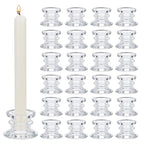 24Pcs Glass Candlestick Holders, Clear Glass Window Candle Holders for Dining Room Decor, Bulk Modern Small Candle Stick Candle Holder Short for Centerpiece Wedding Table Dinner Party Decor