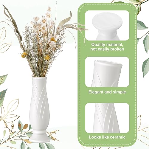 Didaey 10 Pack Composite Plastic Flower Vases Bulk White Small Boho Floral Vases for Dried Flower Bouquet Pampas Grass Centerpieces Fall Wedding Party Living Room Decor(Vintage) - style: Vintage