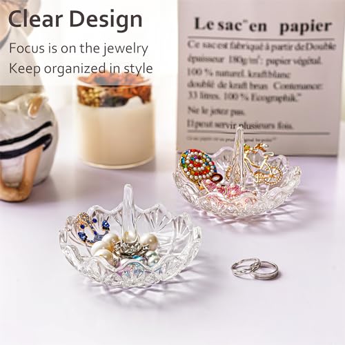 H&D HYALINE & DORA Clear Crystal Ring Holder, Glass Jewelry Dish, Display for Wedding, Wavy Shape Gift for Mom, Wife, Girl - color: Clear