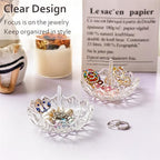H&D HYALINE & DORA Clear Crystal Ring Holder, Glass Jewelry Dish, Display for Wedding, Wavy Shape Gift for Mom, Wife, Girl - color: Clear
