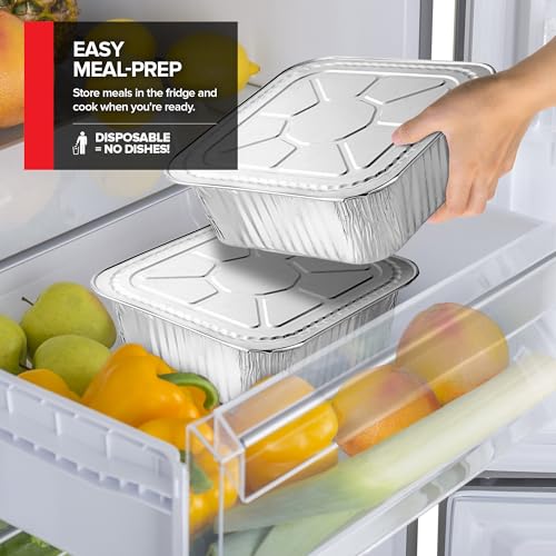 Disposable Foil Pans with Lids (Set of 40) Heavy Duty Aluminum Pans with Lids (20) 9x13, (10) 8x8, (10) 1-Lb Baking Tins with Covers for Cooking, Heating, Holiday Dinner Meals, Stock Your Home - size: Assorted 40 Pack w/ Lids