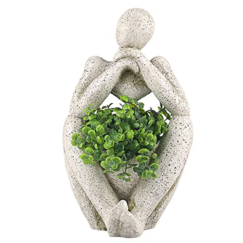 Large Planters for Outdoor Indoor Plants Head Face Planter Pot Unique Succulent Planters Flower Vase with Drainage Hole Thinker - color: Man