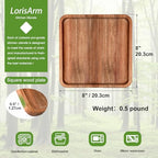 LorisArm 8" Acacia Wood Plate, Square Wooden Trays Serving Platter Dinner Server Tray Dessert Cookie Snack Fruit Serving Board. - size: 8" x 8" x 0.6"
