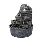 Rockery Indoor Water Fountain, Zen Meditation Tabletop Fountain with LED Lights & Crystal Ball for Home Office Bedroom 9 4/5" - color: 9 4/5"
