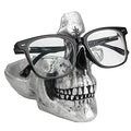 Mrlikale Skull Glasses Stand, Creative Eyeglasses Display Rack, Sunglasses Spectacle Holder, Key Holder Resin Sculptures for Entryway, Home, Office, Desk, Nightstand (Silver) - color: Silver