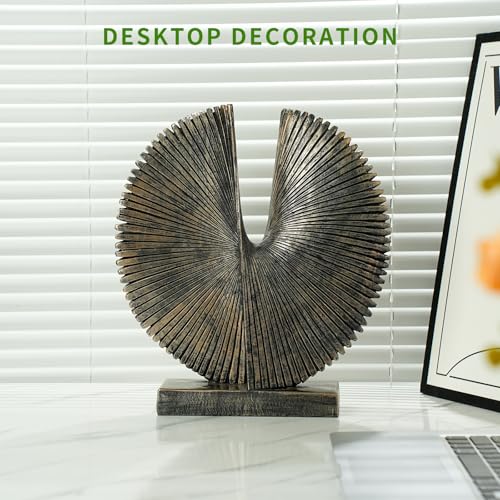 Modern Abstract Round Decorative Sculpture , Dining Living Room Desk Decor,Geometric Home Decor Statues,Shelf Top Decor Aesthetics,making it perfect for placing coffee tables or office shelves - color: 12.4"bronze Colored