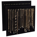 Genie Crafts 2 Pack Jewelry Display for Selling, Black Velvet Boutique Necklace Stands Boards with Hooks for Pop Up Shop (15 x 12 x 4.5 In)